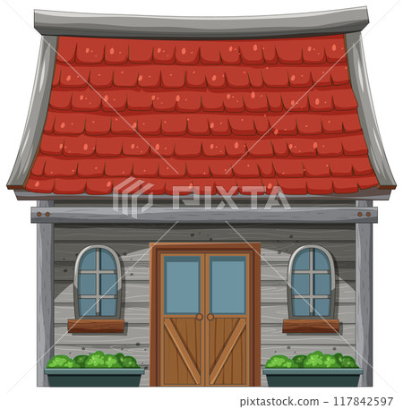 Charming Rustic House Illustration 117842597