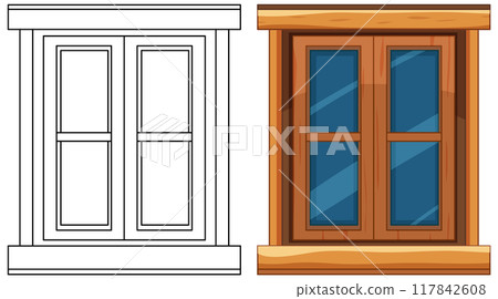 Wooden Window Vector Illustration Wooden Window Vector Illustration 117842608
