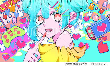 流行女孩進行直播 117843379