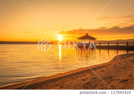 lake, landscape, sunset 117843420