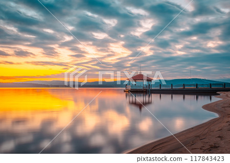 Summer night sunset from Sotkamo, Finland. Summer night sunset from Sotkamo, Finland. 117843423