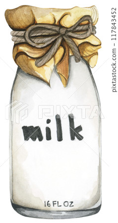 Watercolor painting of Milk. 117843452