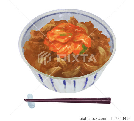 泡菜牛肉碗插畫 泡菜牛肉碗插畫 117843494