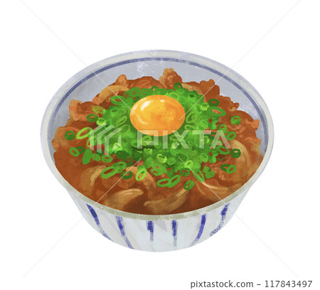 洋蔥丸牛肉碗插畫 洋蔥丸牛肉碗插畫 117843497