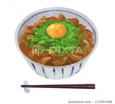 洋蔥丸牛肉碗插畫 洋蔥丸牛肉碗插畫 117843498