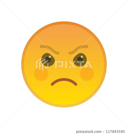 Angry emoticon isolated on white background. Furious yellow emoji symbol. Social communication and internet chatting vector element. Screaming smile face with facial expression in flat style. Angry emoticon isolated on white background. Furious yellow emoji symbol. Social communication and internet chatting vector element. Screaming smile face with facial expression in flat style. 117843595