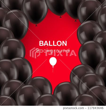 Black balls frame red background. Frame of black balls on a red background with an inscription for designers and illustrators. Balls backdrop as a vector illustration Black balls frame red background. Frame of black balls on a red background with an inscription for designers and illustrators. Balls backdrop as a vector illustration 117843646