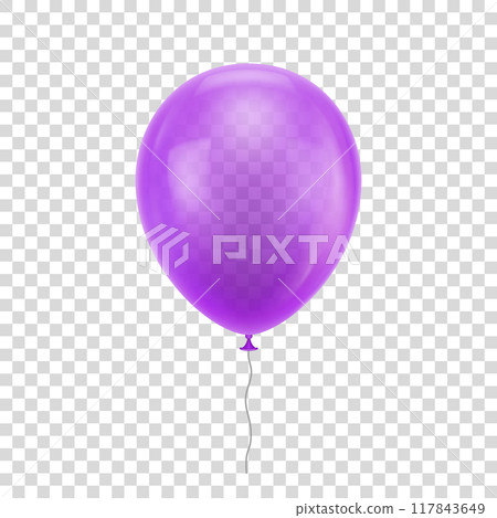 Purple realistic balloon. Violet ball isolated on a transparent background for designers and illustrators. Balloon as a vector illustration Purple realistic balloon. Violet ball isolated on a transparent background for designers and illustrators. Balloon as a vector illustration 117843649