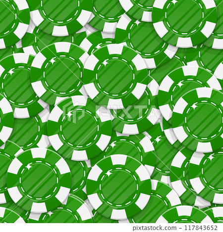 Green casino chips seamless pattern. Background of casino green chips as a pattern for designers and illustrators. Backdrop of green bets in the form of vector illustration Green casino chips seamless pattern. Background of casino green chips as a pattern for designers and illustrators. Backdrop of green bets in the form of vector illustration 117843652