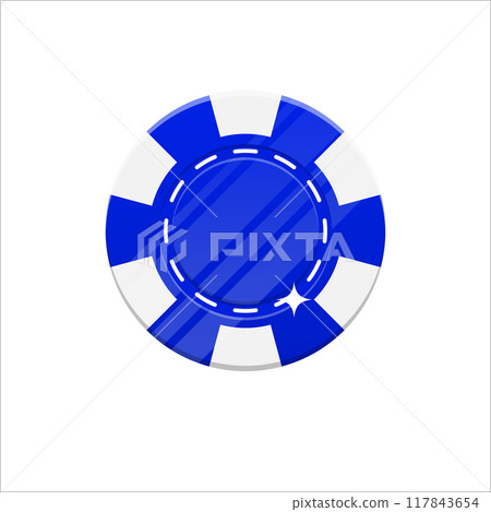 Blue casino chip cartoon style isolated. The original casino chip for designers and illustrators. Casino bet in the form of a vector illustration Blue casino chip cartoon style isolated. The original casino chip for designers and illustrators. Casino bet in the form of a vector illustration 117843654