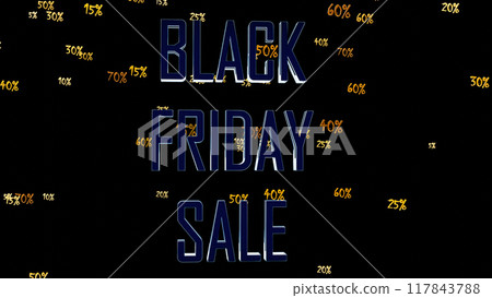 Black Friday Sale, Black Background, 3d Illustration 117843788