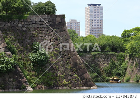 大阪、中央區、大阪市、大阪城、西內護城河和駁船 大阪、中央區、大阪市、大阪城、西內護城河和駁船 117843878