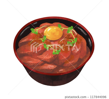 Illustration of roast beef bowl, rice bowl, rice bowl Illustration of roast beef bowl, rice bowl, rice bowl 117844096