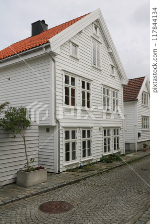 Facade of an old house in Stavanger, Norway. Facade of an old house in Stavanger, Norway. 117844134