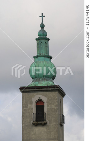 Beautiful shaped church tower in Stavanger, Norway. Beautiful shaped church tower in Stavanger, Norway. 117844140
