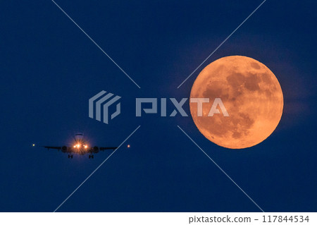 Full Moon and Airplane 117844534