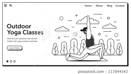 Outdoor Yoga and Fitness Classes Horizontal Banner Outdoor Yoga and Fitness Classes Horizontal Banner 117844542