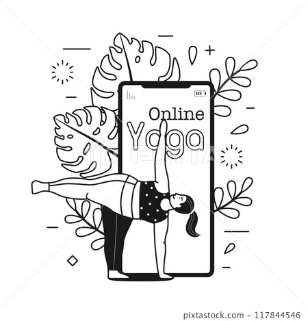 Online Yoga Concept with Body Positive Woman 117844546