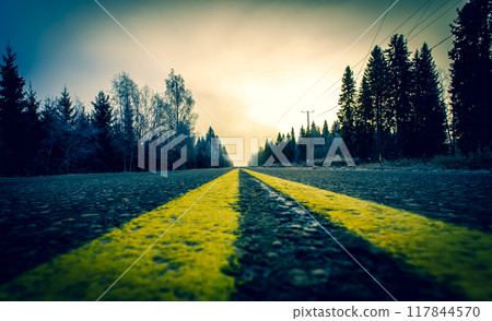 Autumn road view from Sotkamo, Finland. Autumn road view from Sotkamo, Finland. 117844570