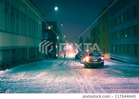 Winter road view from Kajaani, Finland. Winter road view from Kajaani, Finland. 117844640
