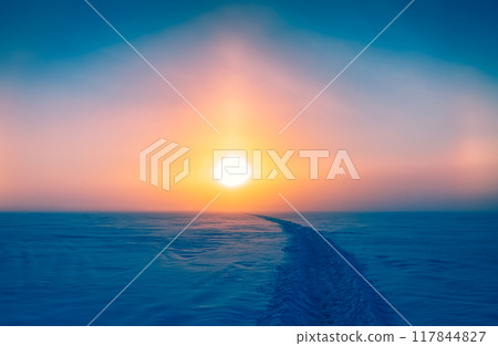 Winter landscape from Sotkamo, Finland. 117844827