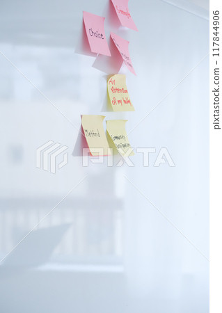 A young woman visualizing issues in the office 117844906