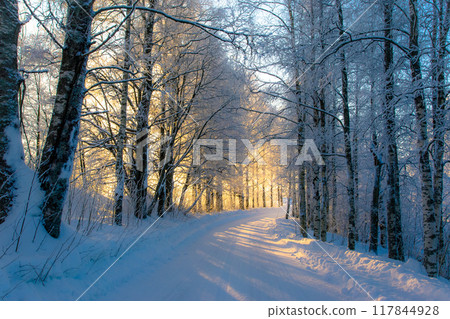 Winter road view from Kajaani, Finland. Winter road view from Kajaani, Finland. 117844928