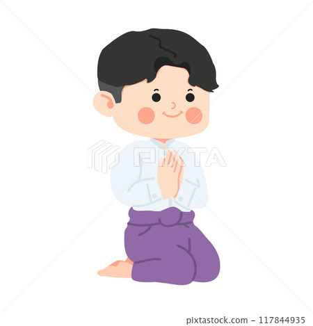 boy in Thai traditional greeting 117844935