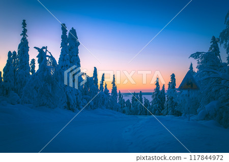 Winter road view from Kajaani, Finland. Winter road view from Kajaani, Finland. 117844972