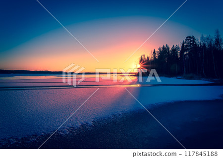 Winter landscape from Sotkamo, Finland. 117845188