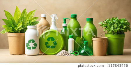 Presentation of ecologically and environmentally compatible products that can be recycled, reused and reprocessed in a circular economy to conserve resources, in the interests of environmental 117845456