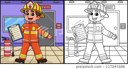 Firefighter Fire Safety Checklist Illustration Firefighter Fire Safety Checklist Illustration 117845886