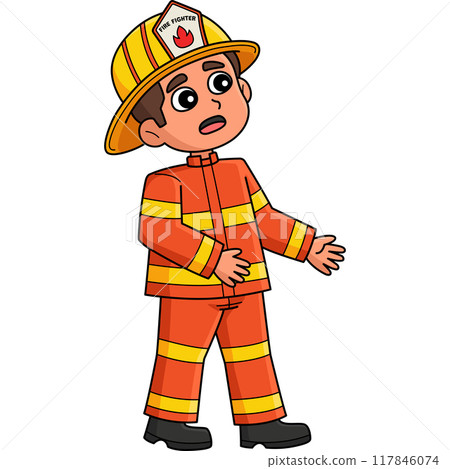 Firefighter Kid Cartoon Colored Clipart  117846074
