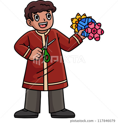 Diwali Child with Rangoli Cut Outs Cartoon Clipart Diwali Child with Rangoli Cut Outs Cartoon Clipart 117846079