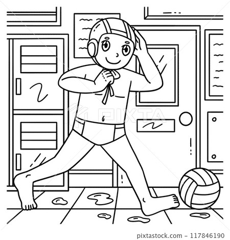 Water Polo Player Securing Cap Coloring Page Water Polo Player Securing Cap Coloring Page 117846190