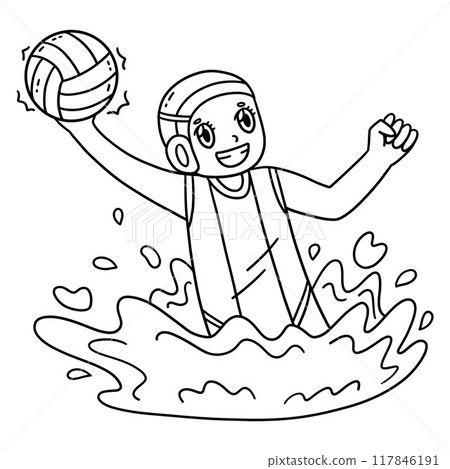 Water Polo Female Player Catching Ball Isolated Water Polo Female Player Catching Ball Isolated 117846191