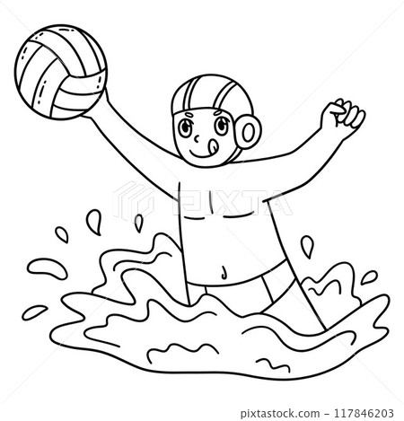 Water Polo Player Intercepting the Ball Isolated  117846203