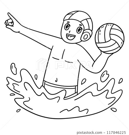 Water Polo Player Ready to Pass the Ball Isolated Water Polo Player Ready to Pass the Ball Isolated 117846225
