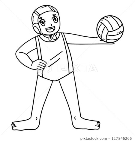 Water Polo Female Player Holding the Ball Isolated 117846266