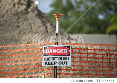 Protective barrier at construction site for safety restriction Protective barrier at construction site for safety restriction 117846724