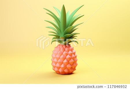 卡通3D菠萝水果插画素材 卡通3D菠萝水果插画素材 117846932