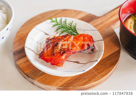 Grilled fish, dried red fish with mirin Grilled fish, dried red fish with mirin 117847838