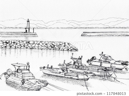 Ship moored in the harbor Ship moored in the harbor 117848013