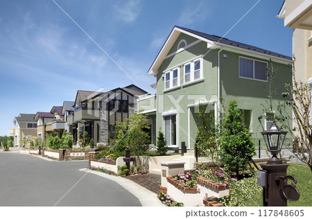 Newly built houses in the suburbs 117848605