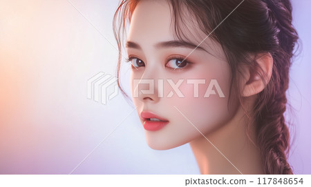 年輕可愛的亞洲女模特兒的美容肖像，皮膚美麗 117848654