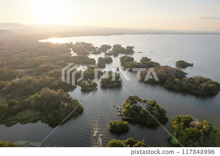 Boats moves in Granada lake 117848996
