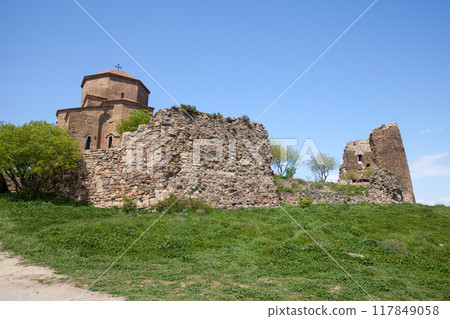 Jvari Monastery exterior on a sunny day. Georgia Jvari Monastery exterior on a sunny day. Georgia 117849058