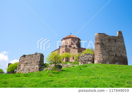 Exterior of Jvari Monastery on a sunny summer day Exterior of Jvari Monastery on a sunny summer day 117849059