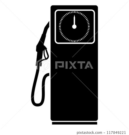 Vector illustration of a gas station, black outline 117849221