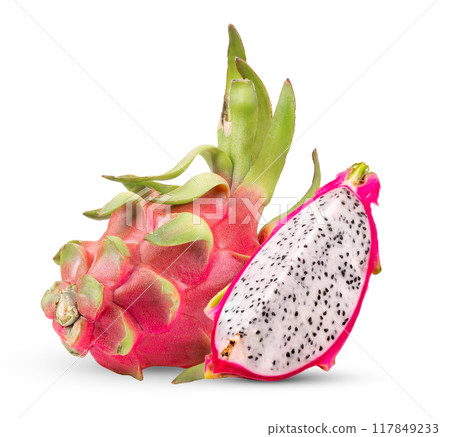 Dragon fruit, pitaya isolated on transparent png Dragon fruit, pitaya isolated on transparent png 117849233